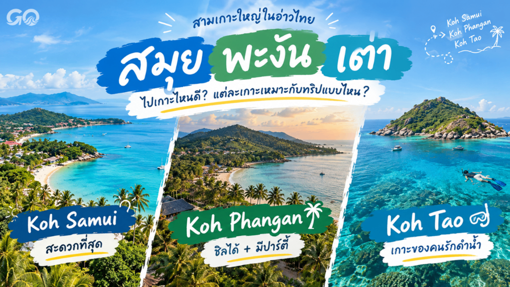 เกาะเต่า vs เกาะพะงัน vs เกาะสมุย — เลือกเกาะไหนดี